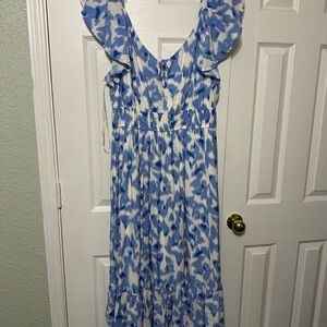 Nine West Abstract Blue and White Maxi Dress